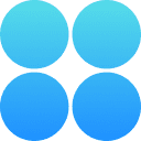 Four blue circles arranged in a 2x2 grid, each with a light to dark blue gradient on a white background.