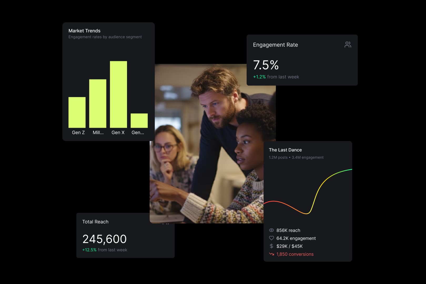 Campaign Workbench strategy view: a Slack conversation where a Workbench agent recommends swapping a low-stock product ad, with Approve and Decline buttons